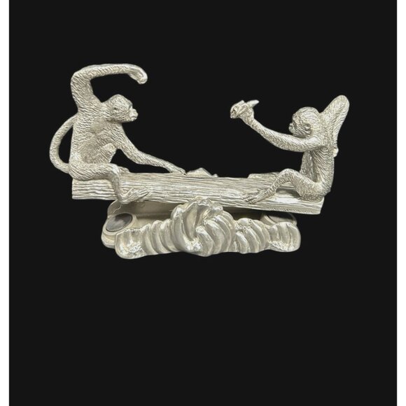 Royal Selangor Pewter Monkey See-Saw Business Card Holder Luxury Quality Unique - Picture 3 of 11